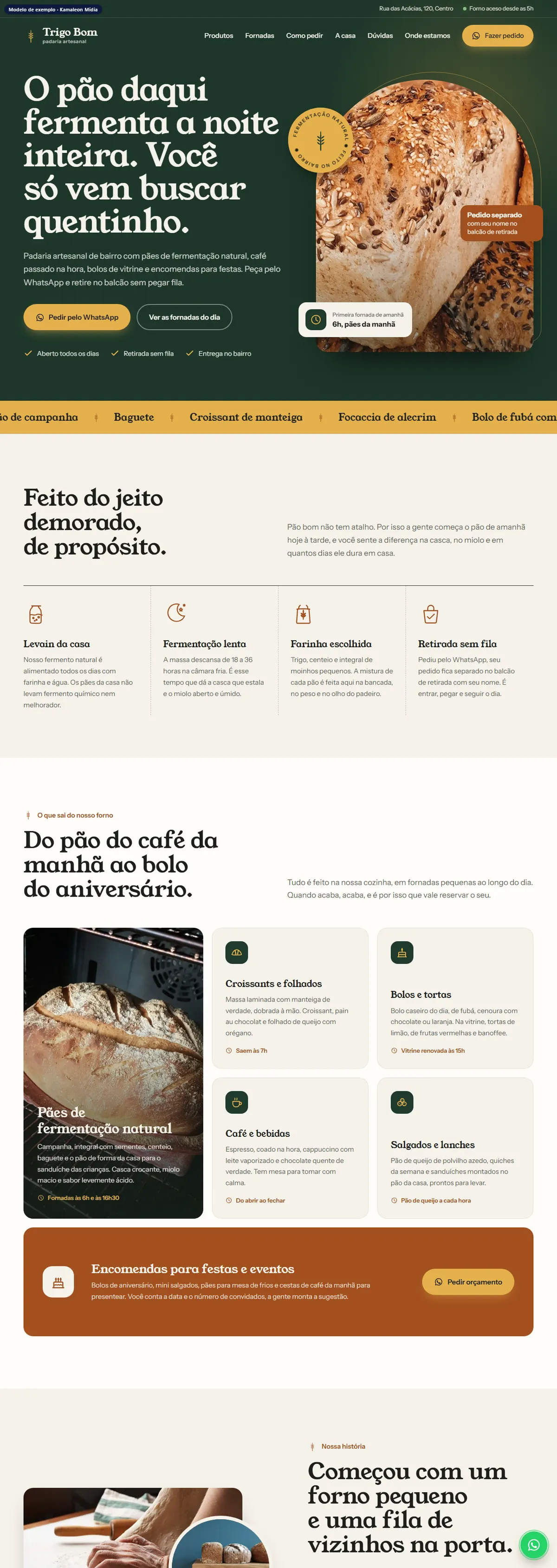 Tela de um modelo de site criado pela Kamaleon Mídia